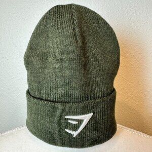Gymshark Moss Olive Sharkhead Beanie - Rare & Excellent Condition